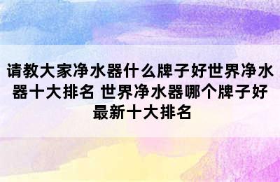 请教大家净水器什么牌子好世界净水器十大排名 世界净水器哪个牌子好 最新十大排名